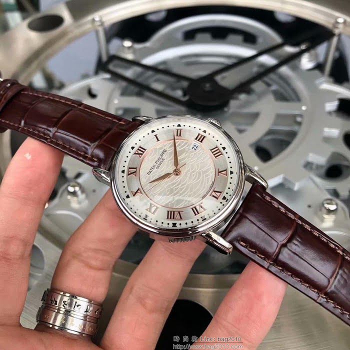 百達翡麗PATEK PHILPPE 大氣爆款 西鐵城機械機芯 真牛皮錶帶 精品男士腕表  wssb4952
